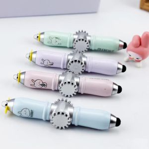 Nieuwe Fidget spinner pen Roterende pen Blauwe cartoon balpen LED light-emitting touch pen