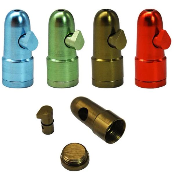 Rocket Metal Snuff Bullet Sniffer Snorter Dispensateur 44 mm Tool Fumer Accessoires pour le tabac Filtre à cigarette Pipe d'huile de tuyaux à base de plantes ZZ