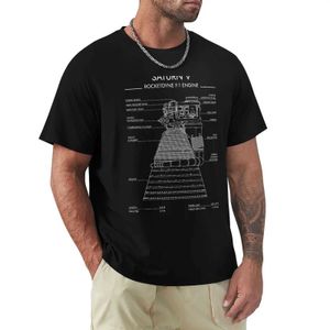Rocketdyne F-1-motor.Saturn V (witte stencil-geen achtergrond) T-shirt korte mouw tops Fruit of the Loom heren T-shirts