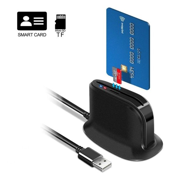 Rocketek ISO 7816 USB 2,0 SIM lector de ranura para tarjeta de identificación Universal inteligente para tarjeta bancaria ATM IC/ID CAC TF lector de tarjetas adaptador de tarjeta de memoria