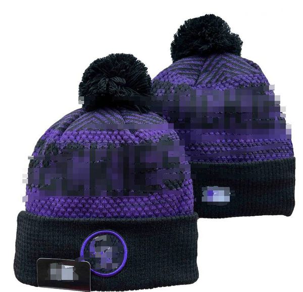 Rockies Beanie Gorros de Colorado Los 32 equipos Gorros de punto con pompones para hombre Gorros de béisbol Rayas Lana lateral Cálido EE. UU. Deporte universitario Gorros de punto Gorra para mujer