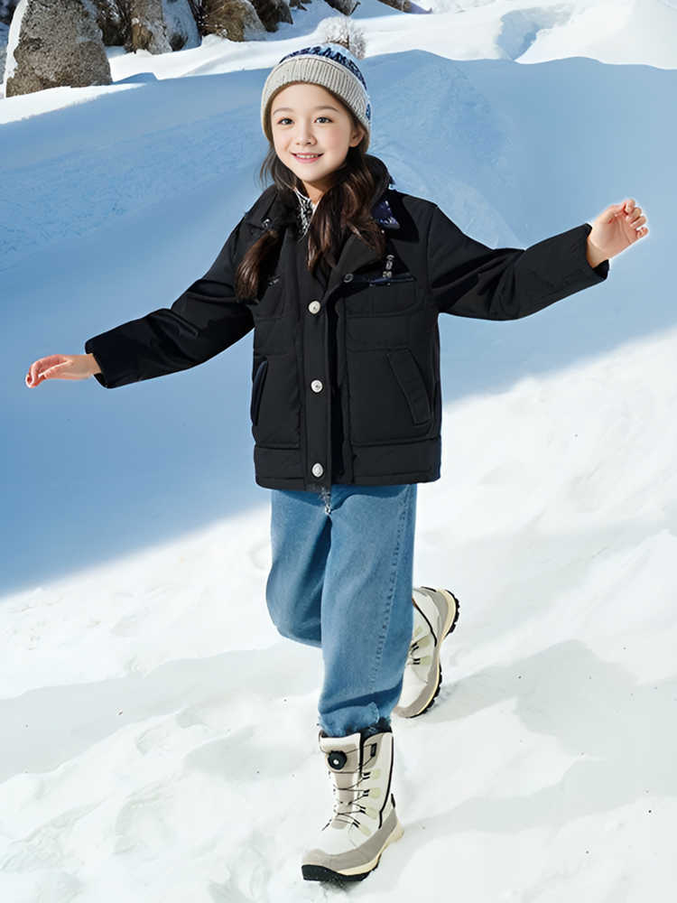 Stivali per bambini all'aperto del villaggio di neve rockmark per ragazzi e ragazze addensato impermeabile anti -slip inverno scarpe di cotone invernale