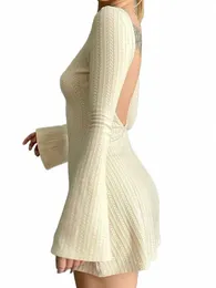 Rockmore Sólido Alto Calidad Punto Backl Dres para mujeres Otoño Invierno 2023 Elegante LG Manga Bodyc Mini Dr Casual F4xD #