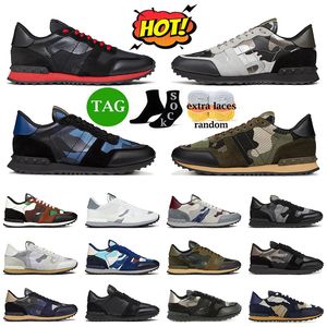 Alta calidad Rockrunner Camo Zapatos atléticos 2024 Lujos Blanco Negro Gris Valentines Malla Tela de cuero Tela de goma Plataforma Zapatillas de deporte Corredores Corredores Entrenadores