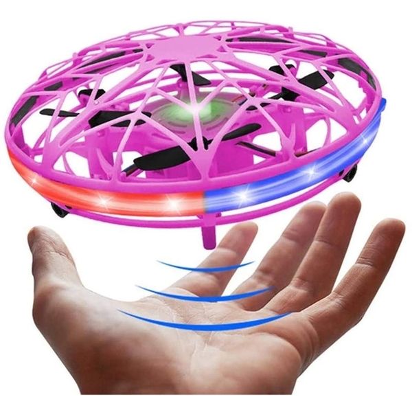 Roclub Mini hélicoptère volant RC UFO Dron avion garçons drone contrôlé à la main infrarouge quadrirotor induction enfants jouets 220321