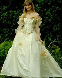 Rococo Inspiré Fée Princesse Corset Robe De Mariée À Manches Longues Encolure Vintage gothique Dentelle Floral Applique Robes De Mariée Robe