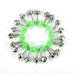 Rod Extra Fishing Loud Alarm Dual Alert Bell Green Silver Tone FishingTackle Clip on the Bells Bite Small Twin Tackle Accessories