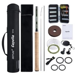 Canne Moulinet Combo Goture Portable 12FT 3 6M Kit De Pêche À La Mouche Télescopique Avec Sac De Transport Liège Carbone Tenkara Pour Stream Lake 230809