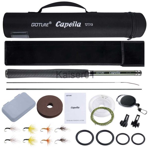 Carrete de caña Combo Goture Tenkara Kit de pesca Caña de pescar con mosca de carbono ultraligera 3,6 m Línea principal Tippet Juego de moscas Gancho Guardián y accesorios Combo x0901