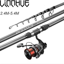 Canne Moulinet Combo LINNHUE Pêche 2.4m 5.4m Spinning Long S Fibre De Carbone Section 5 8 Ocean Pesca pêche ES9000 230609