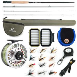 Hengel Reel Combo Maximumcatch 3 8WT Vliegvissen En Set 8'6'' 9' Medium fast Pre spooled Line Triangle Tube 230609