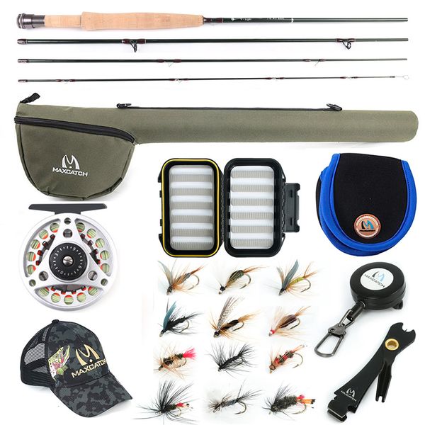 Carrete de caña Combo Maximumcatch Small Stream Creek Pesca con mosca Kit de línea de aluminio 6 pies 7.6 pies 2 3wt 230609