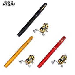 Hengel Reel Combo Draagbare Pocket Vissen met 2 1 1 Snelheid Verhouding Telescopische Mini Aluminium Pen Vormige Vis Pole 230809