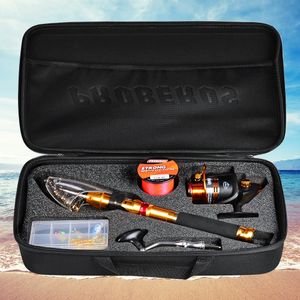 Rod Reel Combo Portable Verre Wiel Fibre de Carbone Zee Hengel Lokken Kit Crank Haak Jigs Aas Zacht Lokt 500M Nylon Lijn Spinning Reel Fishing Bag 230609