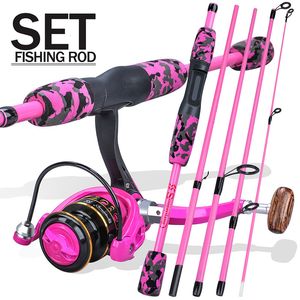 Canne à pêche Combo Sougayilang 1.70m Canne à pêche Combo Portable 5 Section Canne à pêche en fibre de carbone et 1000-3000 Spinning Reel Fishing Tackle Set 230619