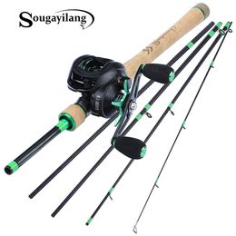 Canne Moulinet Combo Sougayilang 1 8 2 4M 5 Sections Carbon Casting Fishing avec 12 1BB 8 1 1 Baitcsting Travel Tackle 230809