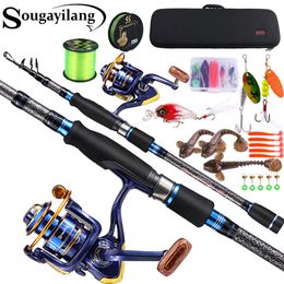 Rod Reel Combo Sougayilang 1,8 m 2.1m 2,4 m Ultra licht koolstofvezel spinning en 12 1BB 5.2 1 vissende spinning 230609