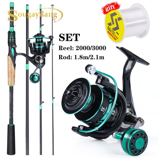 Rod Reel Combo Sougayilang 1 8m 2 1m Spinning Fishing and Set 0 5lb Lure Carbon Fiber Metal Spool for Freshwater 230809