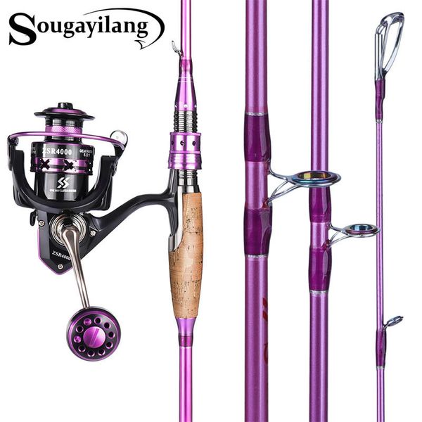 Rod Reel Combo Sougayilang 4 Sections 210CM Leurre Canne à Pêche et 121BB Baitcasting Reel Fibre de Carbone Lure Rod Combo Travel Fishing Sets Pesca 230718