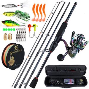 Rod Reel Combo Sougayilang Kit completo de pesca 5 Sections1.8 2.4m Lure 13 1BB Colorido Spinning Bag Line Sets 230609