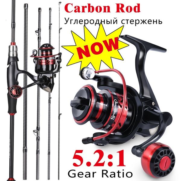 Rod Reel Combo Sougayilang Fishing Reel and Rod Set 1.82.1M 6-sections Canne à pêche et 5.2 1 Rapport de vitesse Moulinet de pêche Spinning Reel Kit 230606