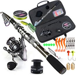 Rod Reel Combo Sougayilang Visstang en haspel Combo Telescopische vissershengel spin reel met vrije spoel vishaken Lure Lijnzak Volledige Kit 230812