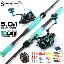 Rod Reel Combo Sougayilang Hengels 1 8 2 1m Carbon Fiber Spinning en 2000 4000 Serie Max Drag 10Kg voor Bas Snoek 230809