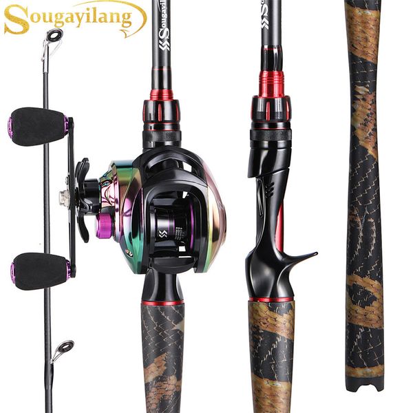 Rod Reel Combo Sougayilang Fishing Set 1.98m Casting en fibre de carbone et 19 1BB Baitcasting Max Drag 15kg Tout pour les outils Pesca 230609