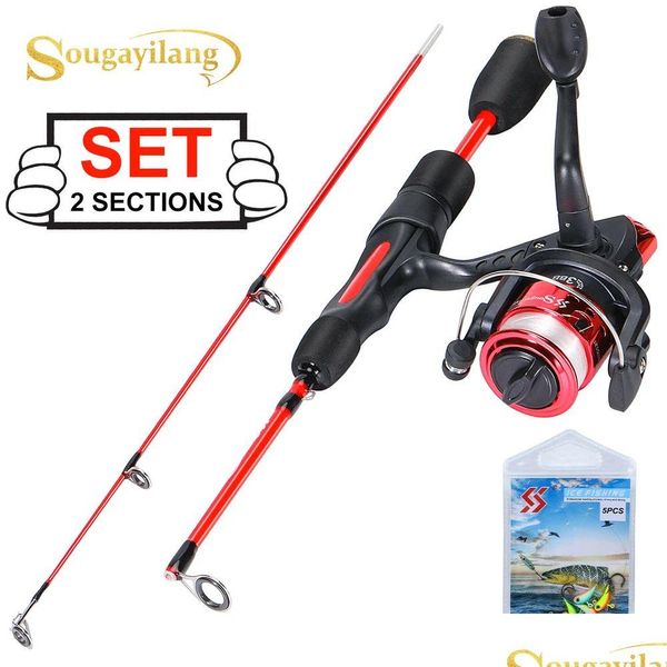 Sougayilang – Combo moulinet de canne à pêche sur glace et Tralight, filature de crevettes d'hiver pour livraison directe, Sports de plein air Dh9Ya