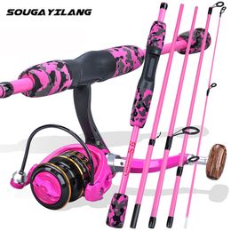 Hengel Reel Combo Sougayilang Draagbare 5 Secties Hengel Combo Hengel en 1000 -3000 Serie Spinning Reel Set Pesca Visgerei 230718