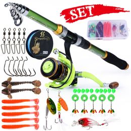 Rod Reel Combo Sougayilang Spining Fishing Rod and Reel Combo1.8-2.7m Telescopische staaf met 5,2 1 5,0 1 Visrol Max Drag 8kg Viskit 230812