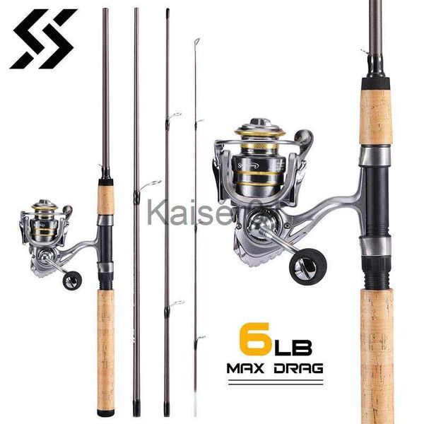 Carrete de caña Combo Sougayilang Juego de pesca giratorio 2,1 m Mango de corcho Caña de pescar de fibra de carbono Carrete de aluminio CNC Carrete de pesca de carpa Kit completo de pesca x0901