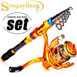 Hengel Reel Combo Sougayilang Telescopisch Vissen en 13 1 Kogellagers Draaiend Zoutwater Zoetwater Karper Tackle 230609