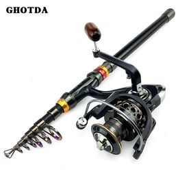 Rod Reel Combo Telescopische Hengel Combo en Reel Kit Spinning Fishing Reel Gear Pole Set Fishing Reel and Rod 230718