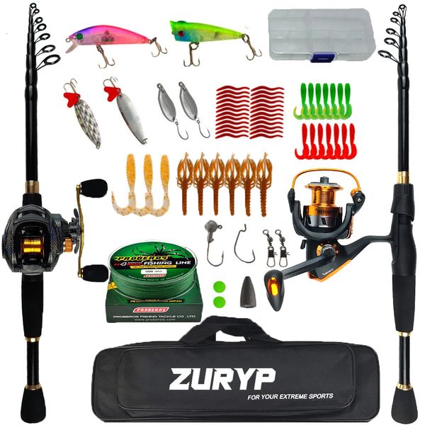 Rod Reel Combo ZURYP 1.8-2.4M combo de cannes à lancer Spinning ensemble de pêche avec sac Portable Voyage pêche combo casting canne moulinet kit de pêche 230619