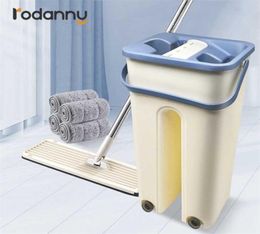 Rodanny Magic Mops Floor Nettoyage Hand Mop Hands Presser avec un godet Flat Drop Home Kitchen Tool 2201132017773