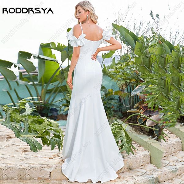 RODDRSYA Mermaid Wedding Dresses For Women V-Neck Off Sleeves Bridal Party Gown Chic Vestidos De Novia Playa White Backless