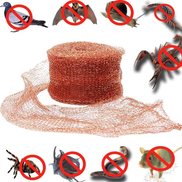 Maille de cuivre pour rongeurs de 100 pieds Autres fournitures de jardin pour la lutte antiparasitaire Conduite de rongeurs Escargot Scorpion Serpent Résistance plus forte Dent pointue en plastique Vente de la fabrication