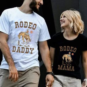 Rodeo Mama Daddy manches courtes Tshit correspondant Couple t-shirt amoureux O cou t-shirt femme homme t-shirt hauts vêtements 240328