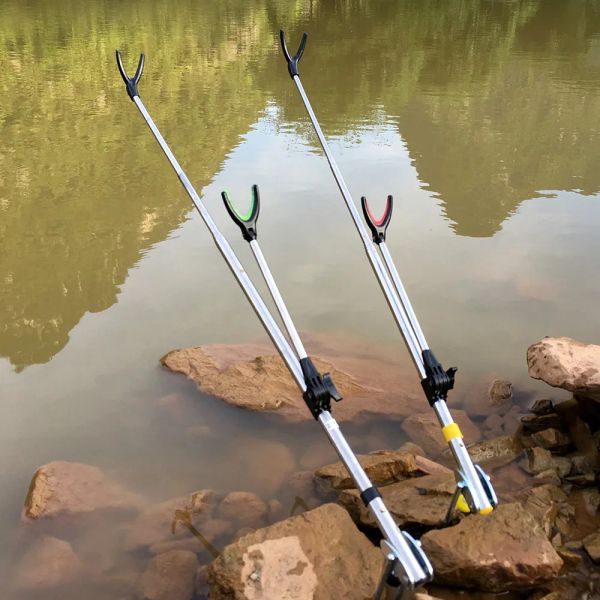 Soporte para caña de pescar, soporte para caña de pescar ajustable en ángulo, 1,5 M, 1,7 M, 2,1 M, 2,4 m, herramienta de pesca telescópica, soporte para caña de mano