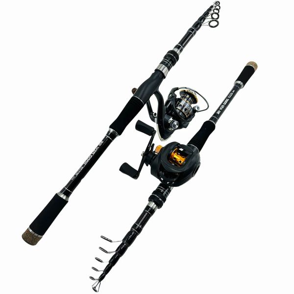 Cañas GHOTDA CASTTING SPINNING Combo lubina caña de pescar y carrete de pescado Baitcasting juego de viaje ultraligero Pesca 1,8 M 2,1 M 2,4 M 2,7 M 3 M