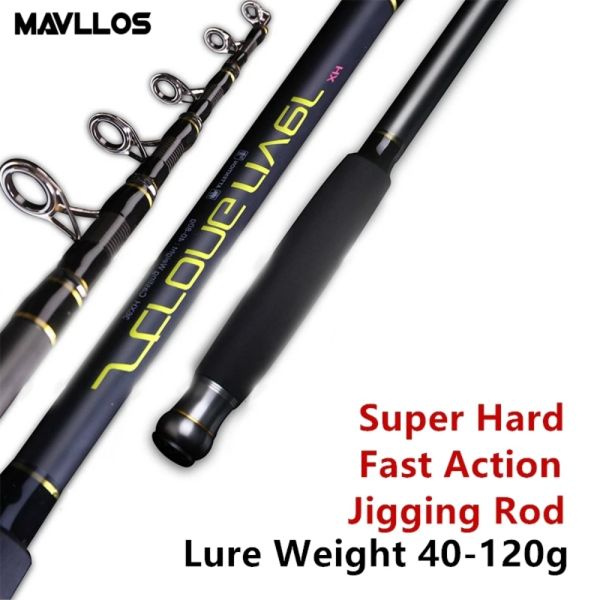 Varias Mavllos Varilla telescópica de pesca de agua salada 2.7m 3.0m 3.3m 3.6m LUS LURO 1080G/40120G CARRIDA DE PESCA DE ROCA DE CONBOJO SUPER DIDO