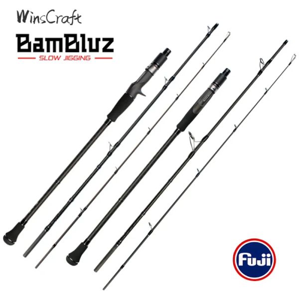 Varillas Winscraft Full Fuji Portable lento Cindo de jigging 3 Sección 1.9m de altura de carbono Varilla del mar de la barra giratoria Peso de señuelo 160250