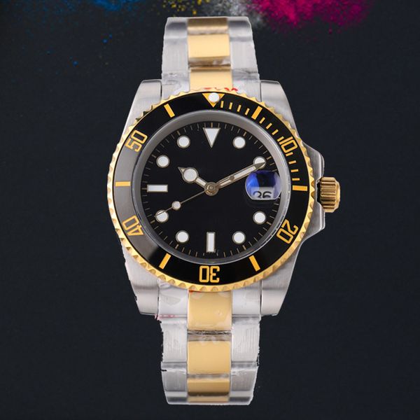 roex sous-marin Montre Homme 40 mm Céramique Luxe Mécanique 8215 Mouvement Boîte d'origine Montre-bracelet en acier inoxydable or brillant boucle déployante avec cadran noir