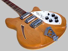 Roger McGuinn 370 Tablero de 12 cuerdas Glo Natural Semi-Hollow Jazz Guitar GRISMINET PINTADO Pintado, 3 pastillas, Triángulo integrado