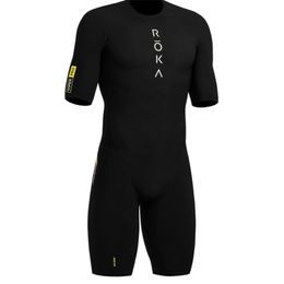 ROKA Back Zipper Mens Ciclismo Skinsuit Triatlón Speedsuit Trisuit Manga corta Maillot Ciclismo Ropa para correr 220726