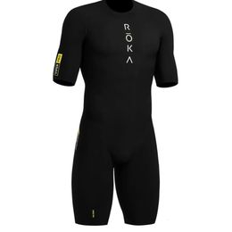 Roka Back Zipper Mens Cycling Skinsuit Triathlon SpeedSuit Trisuit Short Sleeve Maillot Ciclismo Running Clothing 240511