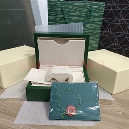 Rol Luxus Hochwertige grüne Uhrenbox Hüllen Papiertüten Zertifikat Originalboxen für Damen-Herrenuhren aus Holz Geschenktüten Access269O
