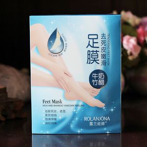 Rolanjona Milk Bamboo Vinegar Feet Mask Peelling Exfoliating Dead Peau Retirer les pieds professionnels Sox Masque Foot Care Dhl