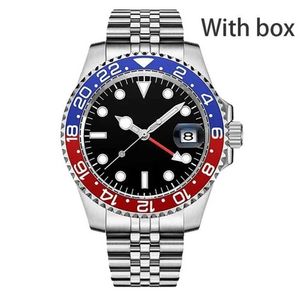 Rolaxs Montre Master pour homme Aaa automatique rouge bleu or cadran Gmt 40 mm saphir lumineux montre-bracelet de luxe joli bracelet avec boîte